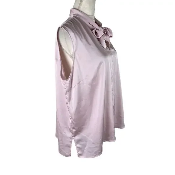 Misook Loop and Tie Sleeveless Blouse Pink Pullover Top Silky Size XL NEW - Picture 5 of 9